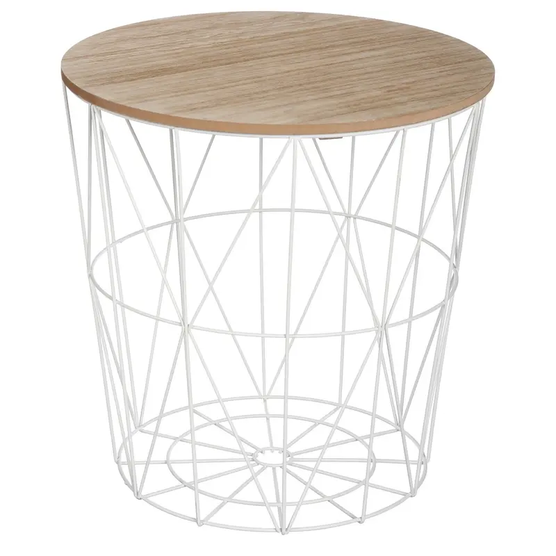 Mesa auxiliar de metal blanco Ø40x41cm