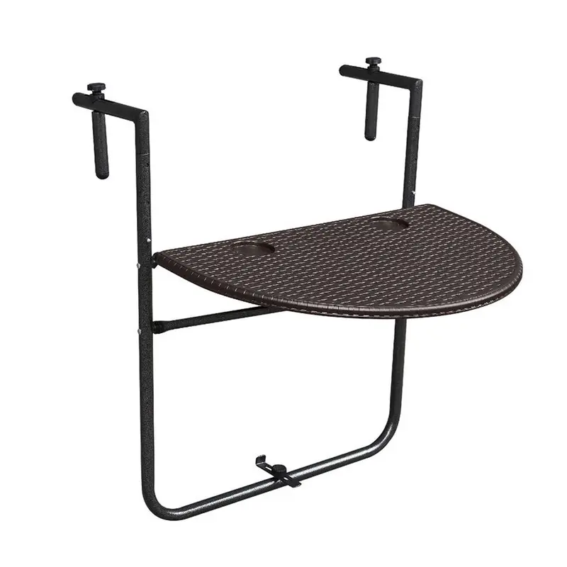 Mesa balcón marrón ovalada plegable