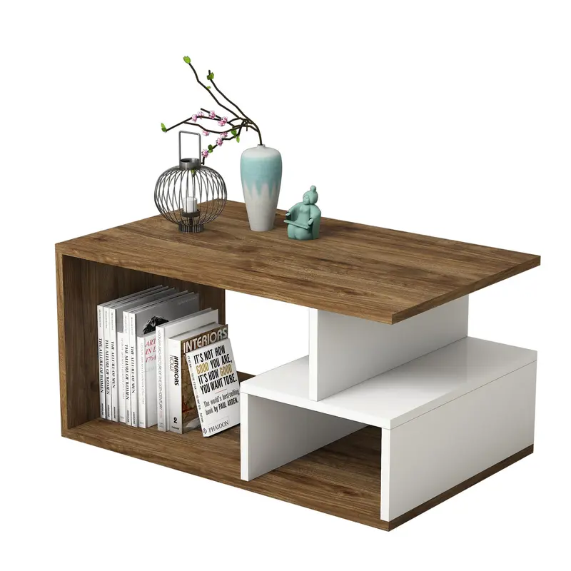Mesa de centro melamina blanco 90x42x54 cm