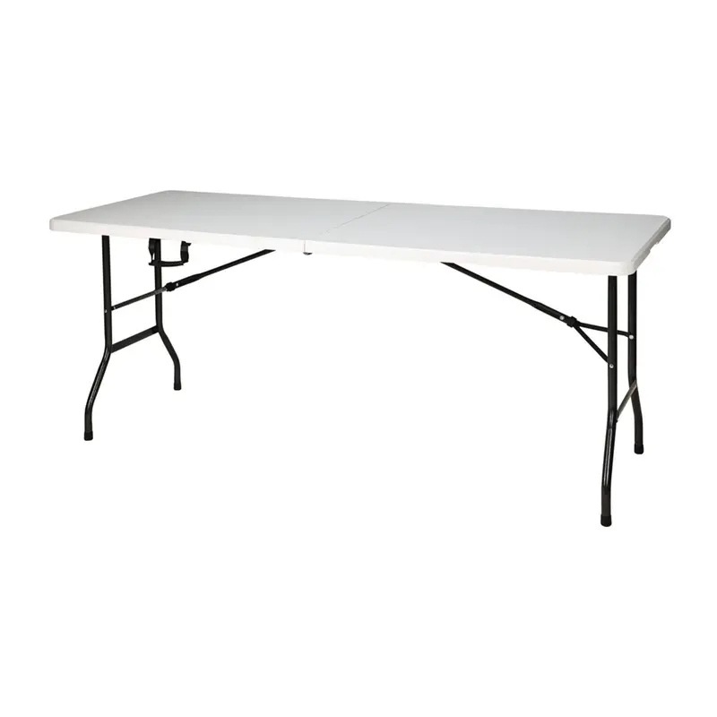 Mesa plegable blanca 180x70x74cm con bloqueo automático