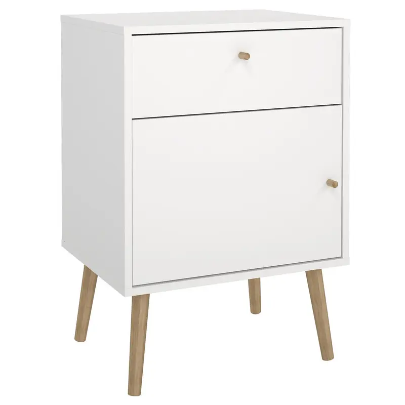 Mesita de noche con puerta y cajón blanco 51x40x73 cm