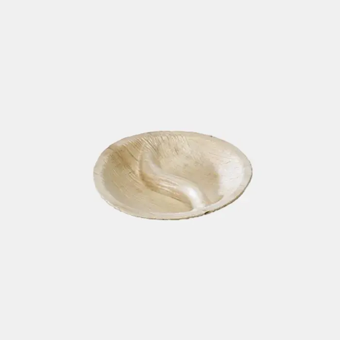 Mini bowl de hoja de palma 2 compartimentos. ø10 x 2 cm - 100 Uds.