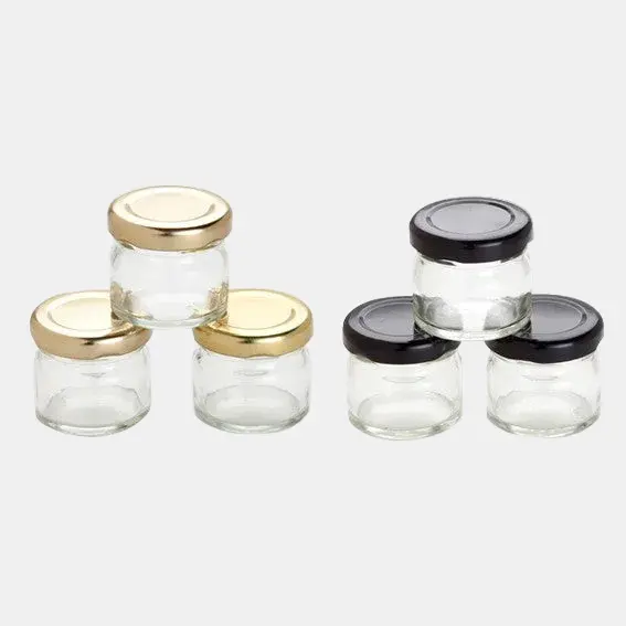 Mini tarro cristal confitura ø4 x 4 cm. 30 ml. Varios colores. (105 Uds)