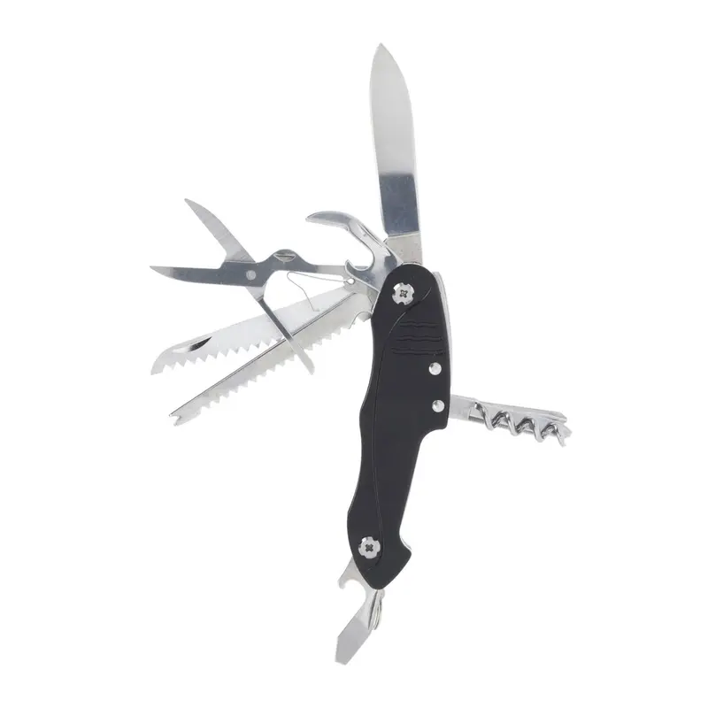 Navaja multiusos 15 funciones acero inoxidable mango negro 9,5cm