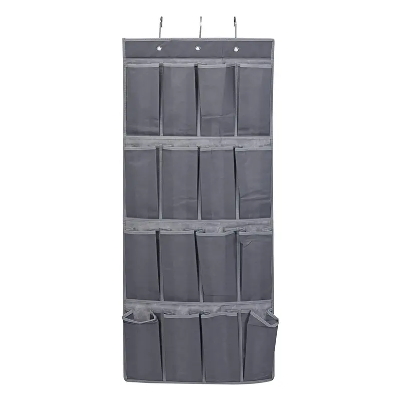 Organizador de puertas 16 casillas 3 ganchos metal gris oscuro