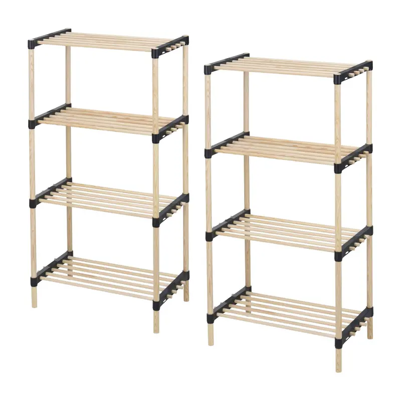 Pack 2 zapateros 4 estantes madera y metal H.92,5cm