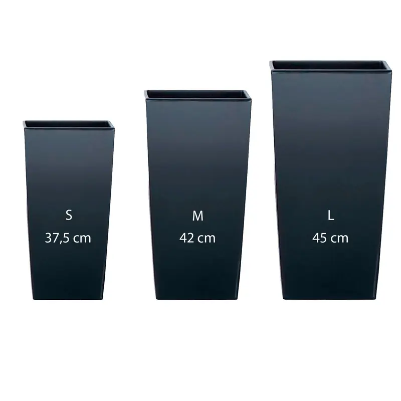 Pack 3 macetas altas Urbi Square negro 11,4/16,3/19L