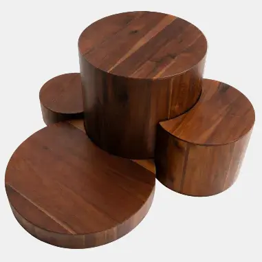 Pack de 4 soportes de madera de Acacia. Diferentes alturas