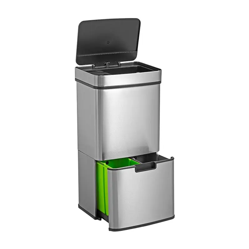 Papelera reciclaje sensor acero inox 2comp