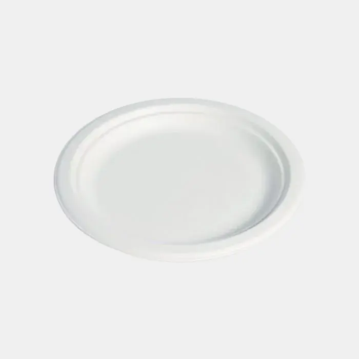 Plato llano de caña de azúcar biodegradable. ø24,2 x 2,3 cm - 500 Uds.