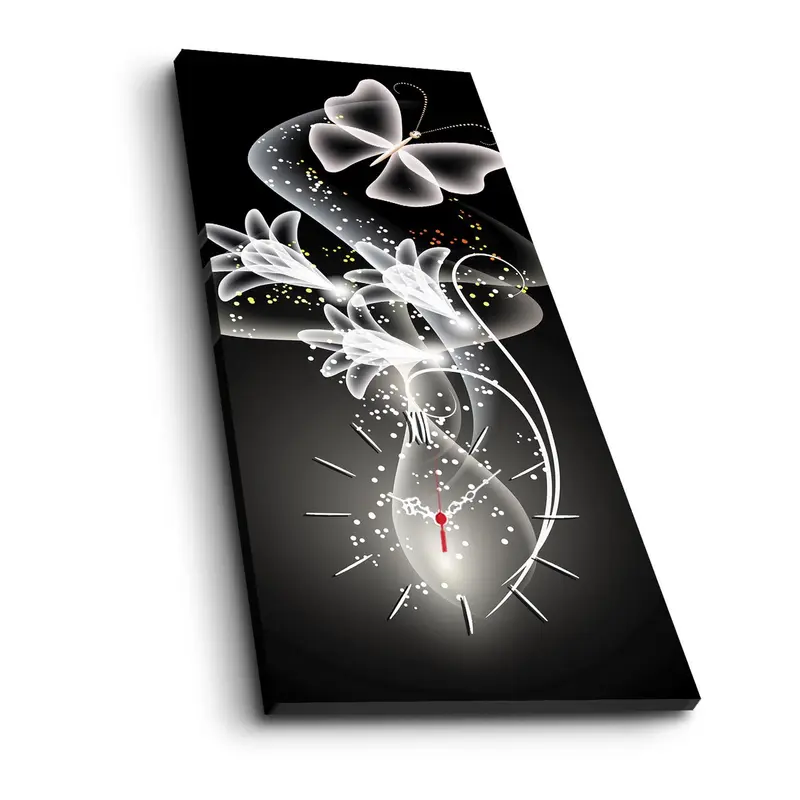 Reloj de pared lienzo decorativo estilo flores fantasía