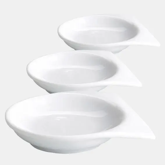 Salsero de porcelana blanca doble asa. 7 x 7,5 x 1,5 cm - 240 Uds.