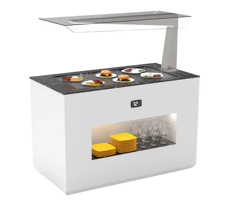 SAYL - BUFFET LINE MÓDULO CON ANTIESPUTO ISLAND BUFFET PLACA CALIENTE SAHARA