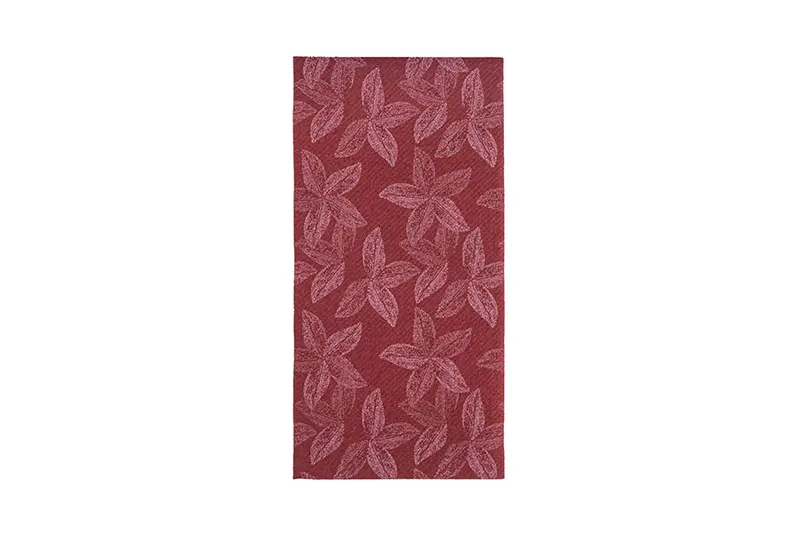 Servilleta Air Soft 48x48cm Pleg. 1/8 L Burdeos Deco. Leaf, 360uds