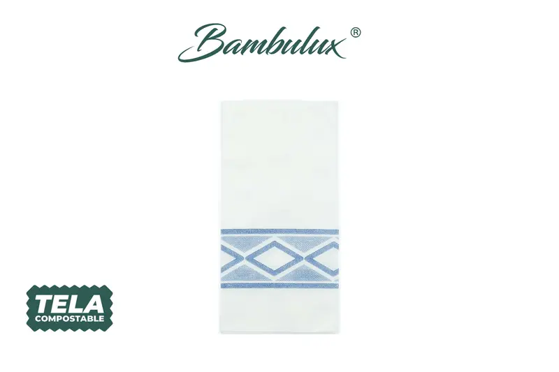 Servilleta Bambulux 48x48cm Pleg. 1/8 Deco. Delfos Azul, 300uds