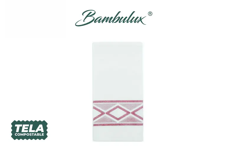 Servilleta Bambulux 48x48cm Pleg. 1/8 Deco. Delfos Burdeos, 300uds