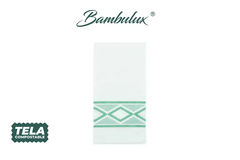 Servilleta Bambulux 48x48cm Pleg. 1/8 Deco. Delfos Verde, 300uds