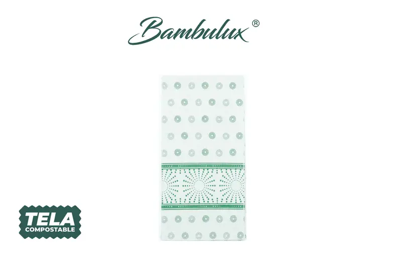 Servilleta Bambulux 48x48cm Pleg. 1/8 Deco. Esferas Verde, 300uds