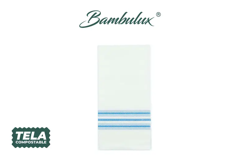 Servilleta Bambulux 48x48cm Pleg. 1/8 Deco. Horizonte Azul, 300uds