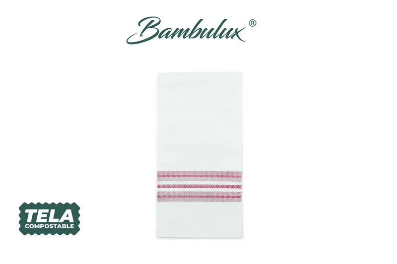 Servilleta Bambulux 48x48cm Pleg. 1/8 Deco. Horizonte Burdeos, 300uds