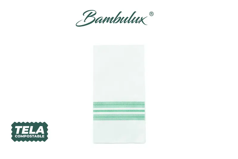Servilleta Bambulux 48x48cm Pleg. 1/8 Deco. Horizonte Verde, 300uds