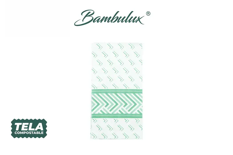 Servilleta Bambulux 48x48cm Pleg. 1/8 Deco. Square Verde, 300uds