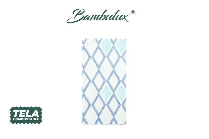 Servilleta Bambulux 48x48cm Pleg. 1/8 Deco. Tresmall Azul, 300uds