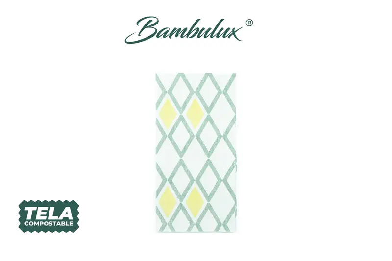 Servilleta Bambulux 48x48cm Pleg. 1/8 Deco. Tresmall Verde, 300uds
