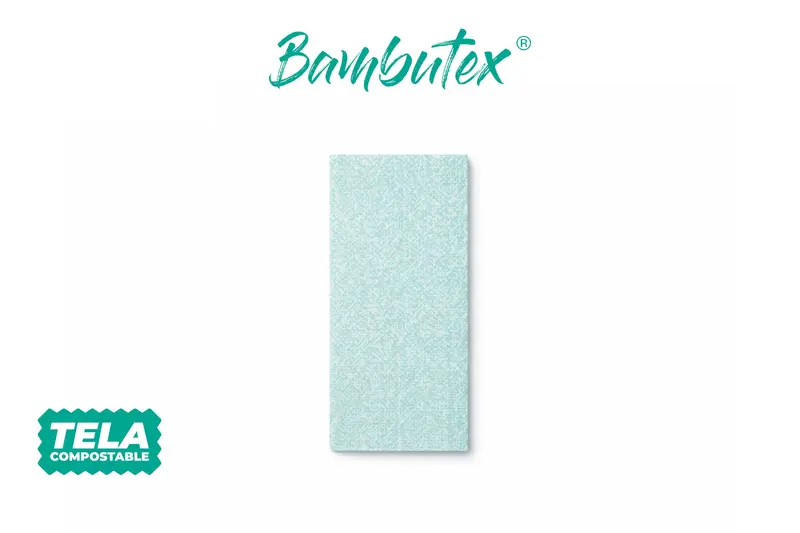 Servilleta Bambutex 40x40cm Pleg. 1/8 Deco. Esparta Turquesa, 400uds