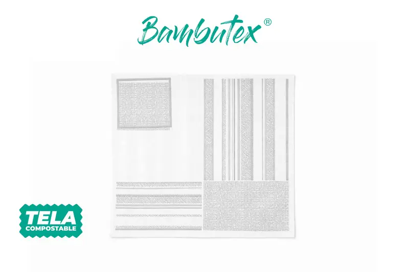 Servilleta Bambutex 48x48cm Deco. Campos Gris, 300uds