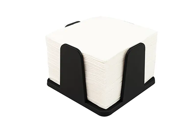 Servilletero 20x20cm PS Negro -c/Servilleta Blanca- 12uds