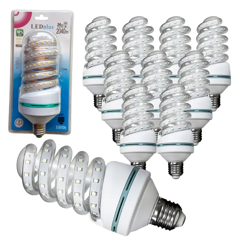 Set 10 bombillas LED espiral luz cálida 24W 2040 lm 3000K