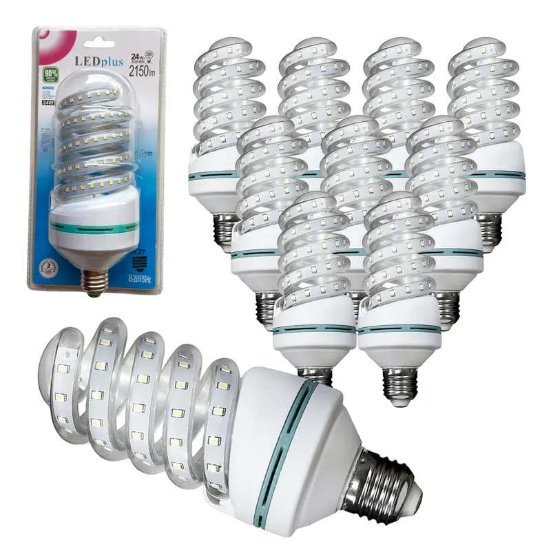Set 10 bombillas LED espiral luz fría 24W 2150 lm 6000K