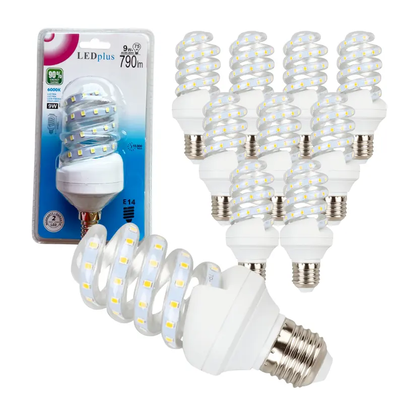 Set 10 bombillas LED espiral luz fría 9W 790 lm 6000K