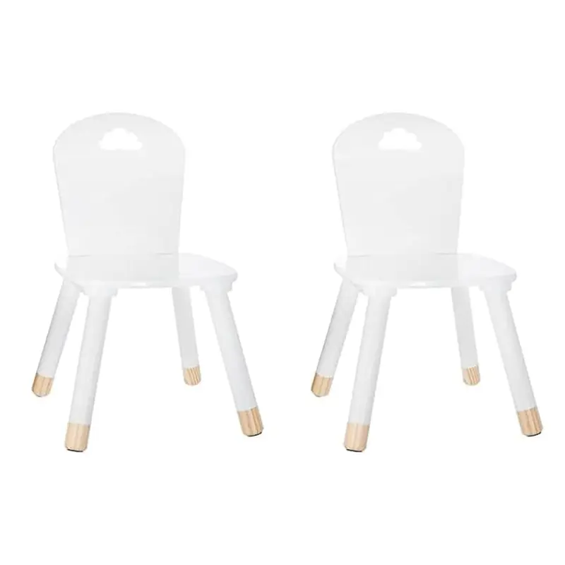Set 2 sillas madera infantiles decoración nube blanco 30x50x30 cm