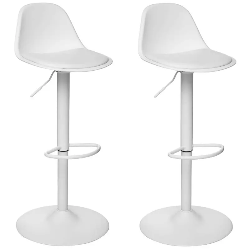 Set 2 taburetes de bar regulables en altura blanco Ø45 h103 cm