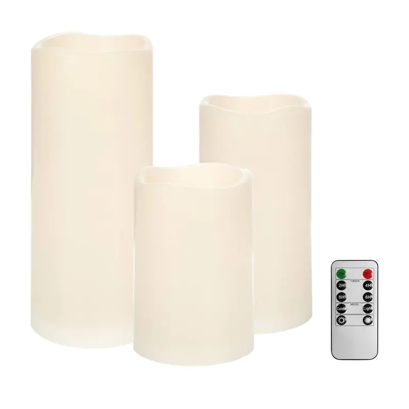 Set 3 velas LED parpadeantes con mando a distancia marfil