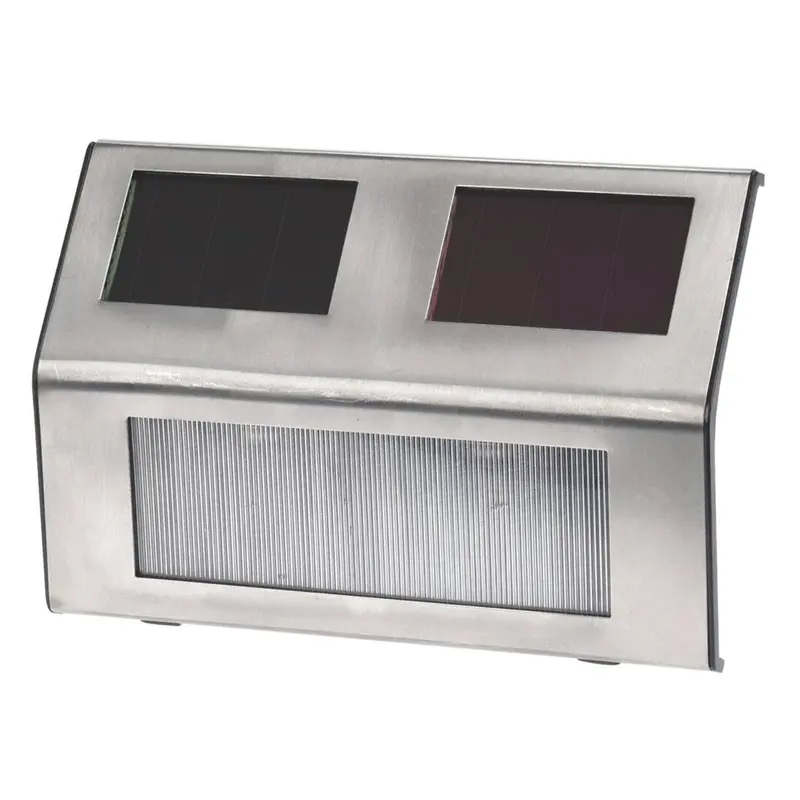 Set 4 luces solares de acero inoxidable con 2 LEDs