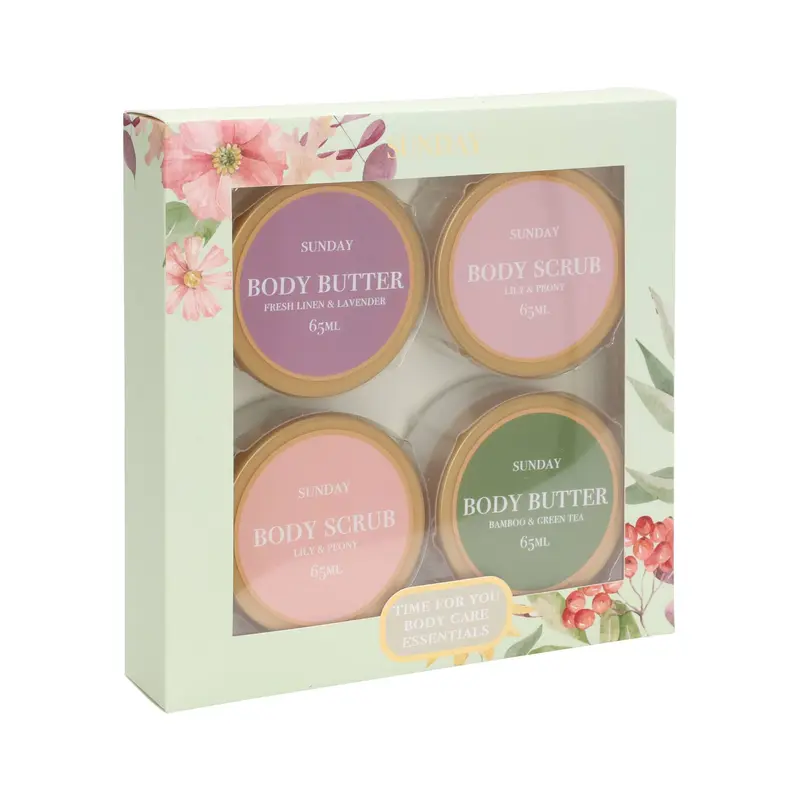 Set baño 4 pzs mantecas y exfoliantes aroma personal