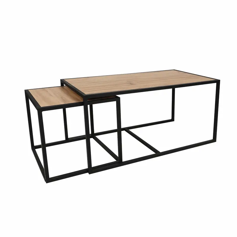Set mesas auxiliares melamina color roble negro