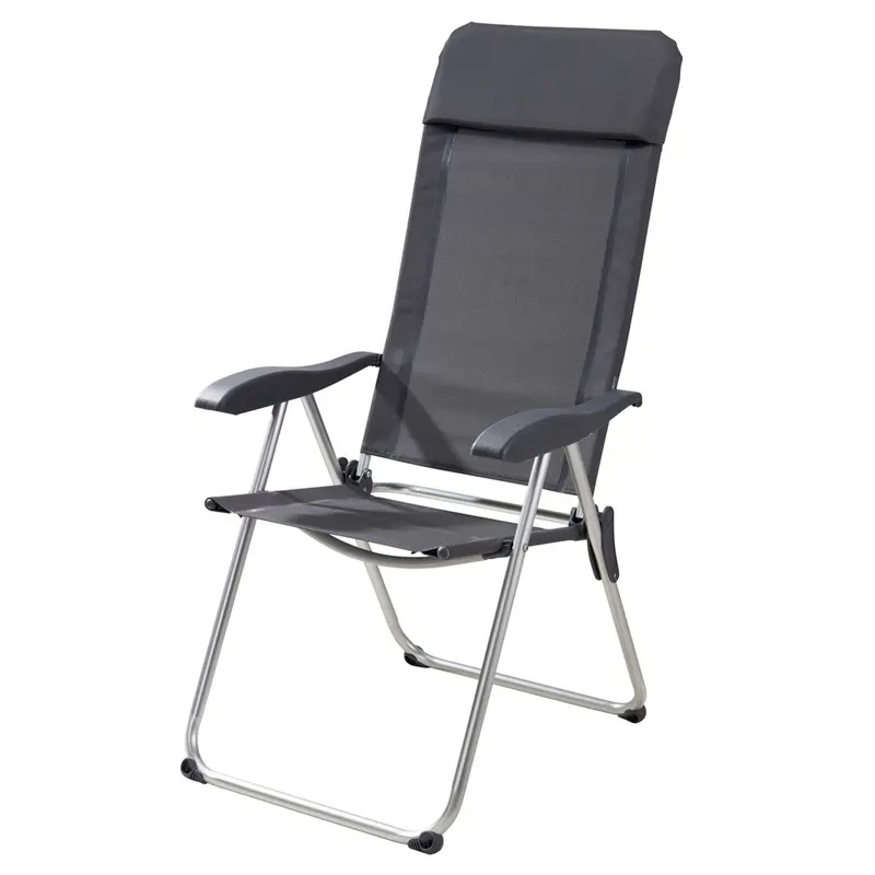 Silla camping aluminio anodizado gris 58x69x111cm