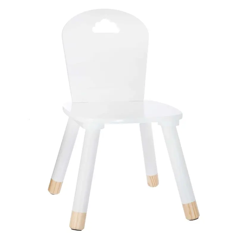 Silla madera infantil decoración nube blanco y marrón 28x50x28cm