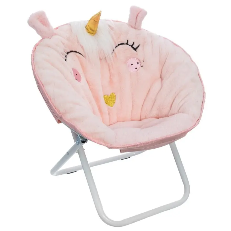 Sillón plegable infantil Unicornio tela rosa