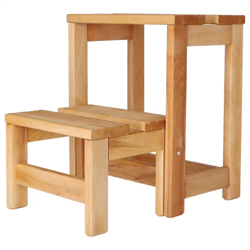 Taburete escalera 2 peldaños madera 32x23x40 cm