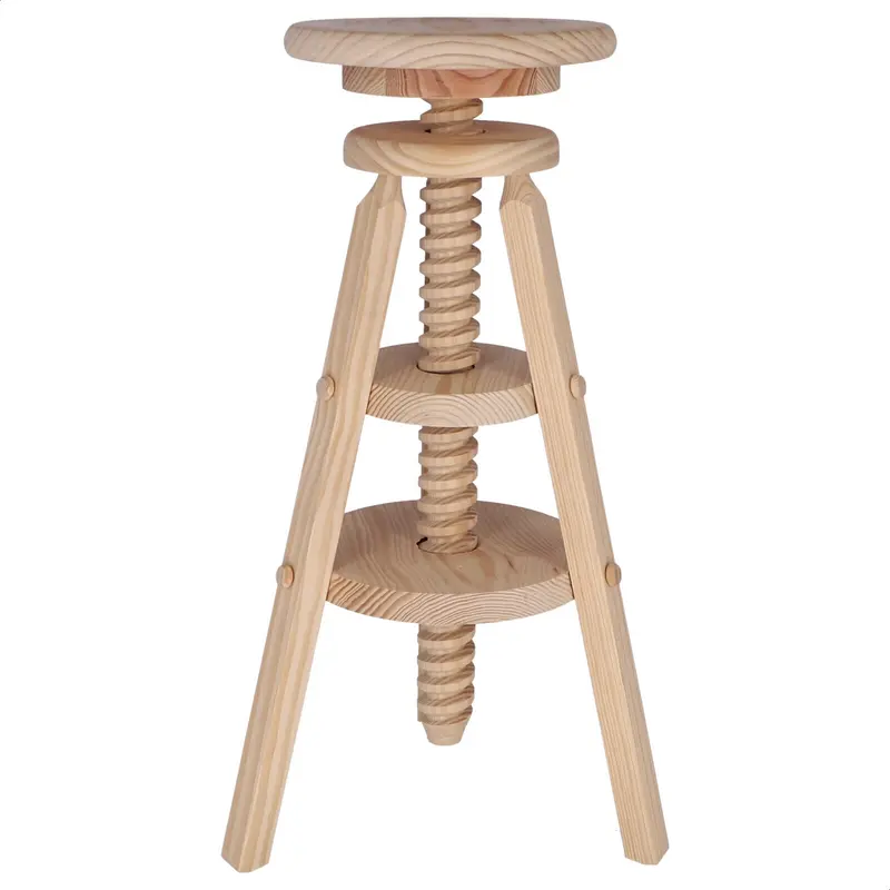 Taburete giratorio madera sin barniz 29x29x90 cm