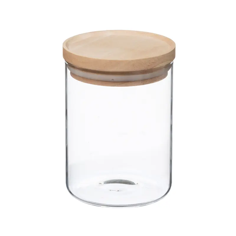 Tarro vidrio y madera cierre hermético 600ml