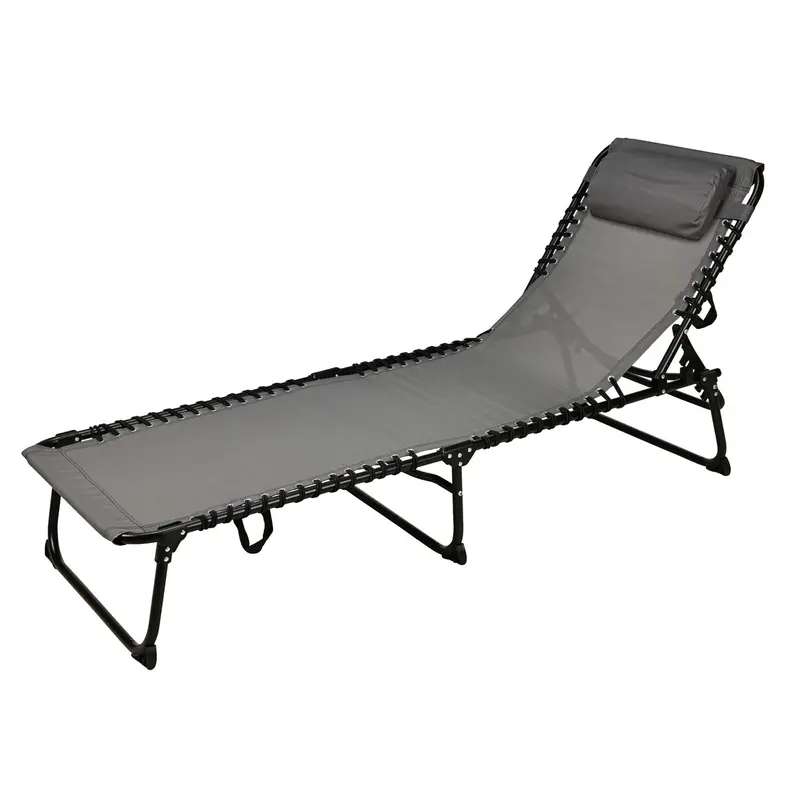 Tumbona camping acero textilene 190x60x30 cm hasta 110 kg negro