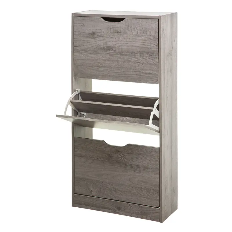 Zapatero 3 cajones madera gris
